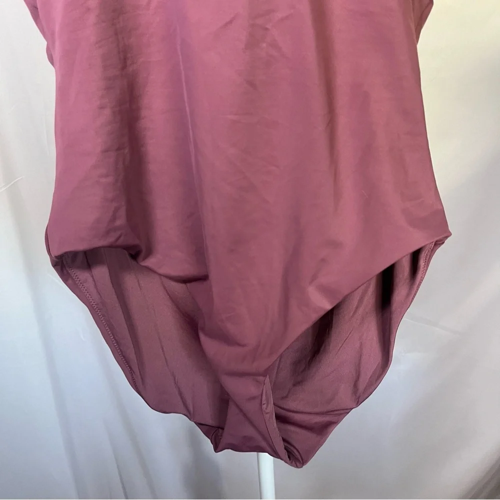 Andie The Luzon‎ One-Piece Halter Swimsuit Cactus Flower Purple Mauve Size L
